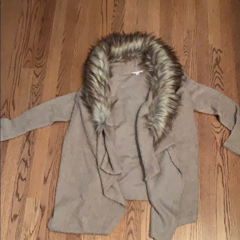 THML detachable faux fur cardigan